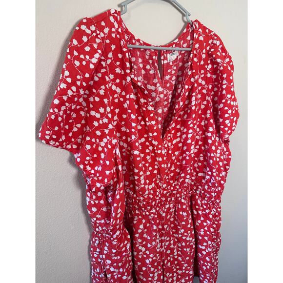 Anthropologie The Somerset Linen Romper red and white size 3X - Picture 3 of 7